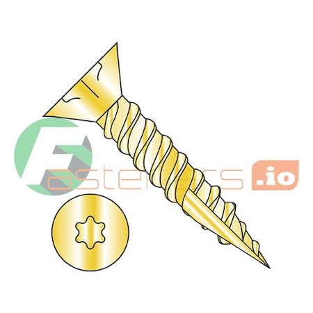 Newport Fasteners Wood Screw, #6, 1 in, Zinc Yellow Steel Flat Head Torx Drive, 7000 PK 455407